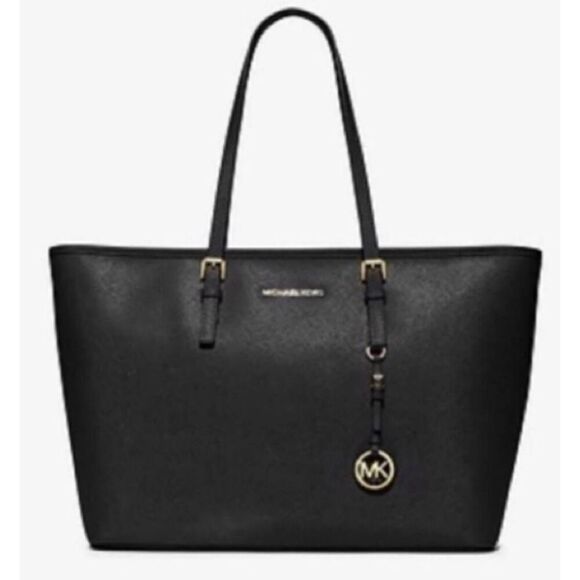 MICHAEL KORS Large Jet Set Tote in Black Saffiano Leather - Picture 2 of 15